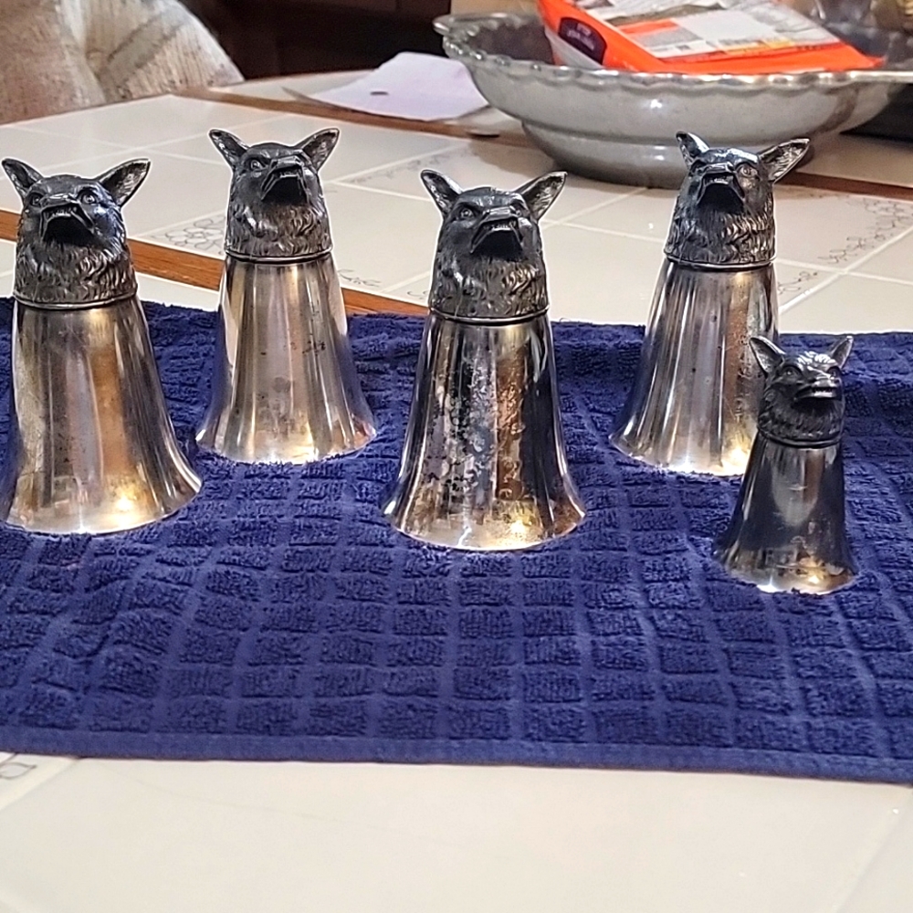 Vintage silver wolfhead hunter's cup.